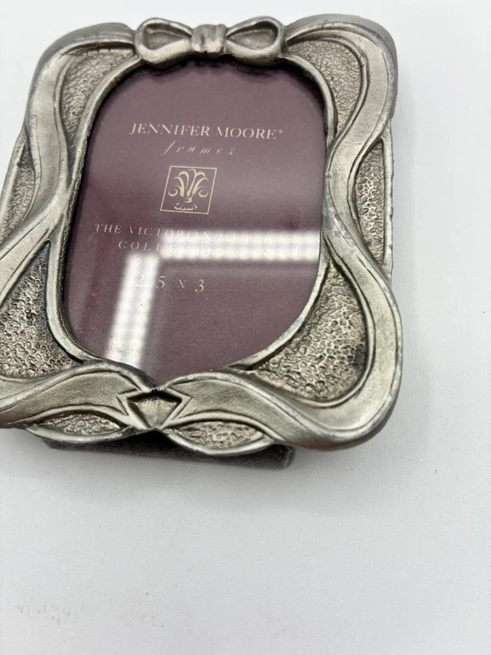Jennifer Moore Pewter Picture Frame Victorian Metal Collection 2.5x3 Ribbons